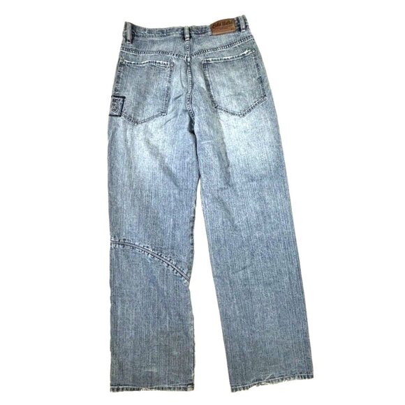 Vtg Ecko Unltd Jeans Sz. 32 Med. Blue Wash Denim Patch Y2K Baggy Fit  Red Hook - Picture 5 of 16